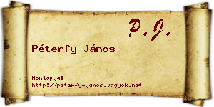 Péterfy János névjegykártya